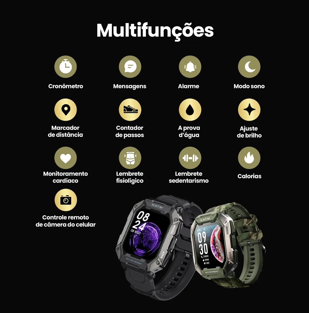 Smartwatch Militar - Navy Pro™ [2ª Pulseira de Brinde] - Image 3